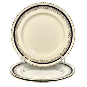 Johnson Bros Retired JB83 Windsor Ware Cobalt/Gold Dinner Plates-Set of 3